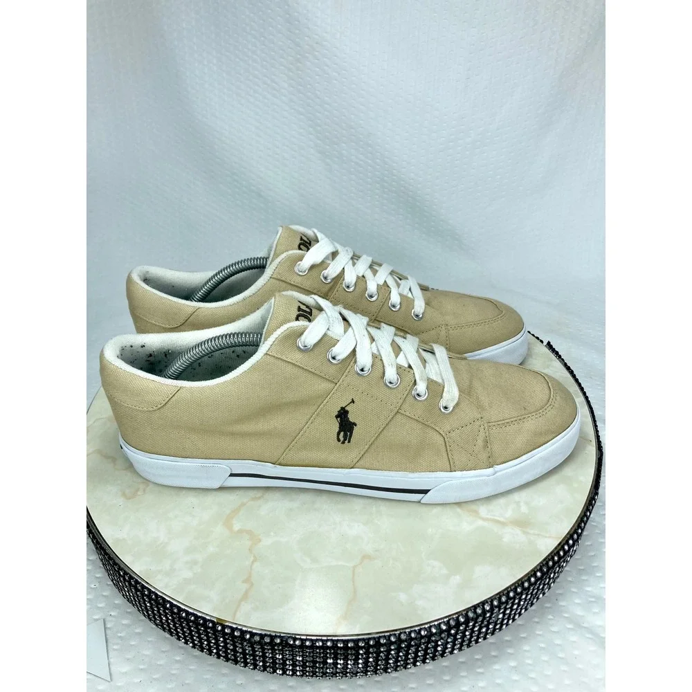Polo Ralph Lauren Humberto Canvas Shoes Mens 11.5 Tan Low Top Comfort Sneakers